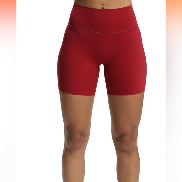 Aoxjox Trinity Workout Biker Shorts 6” • Small • Rumba Red - Picture 4 of 7
